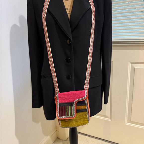 New Handmade in Peru - Striped Pink and Yellow Crossbody Bag - Picture 1 of 8